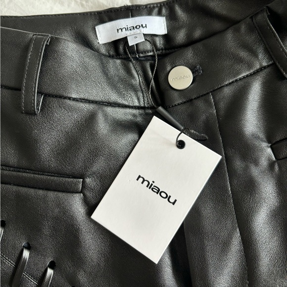 MIAOU Black Hannah Jewett Edition Jet Faux-Leather Trousers - Picture 6 of 7